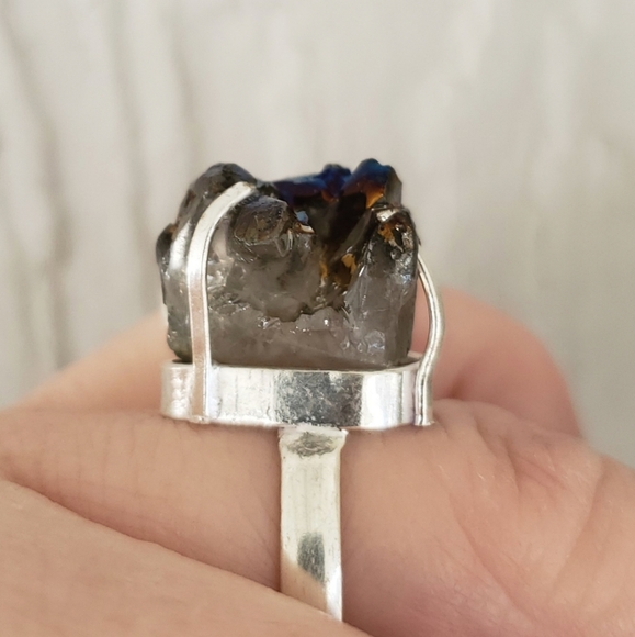 New Titanium Druzy 925 Silver Ring. - Picture 9 of 9